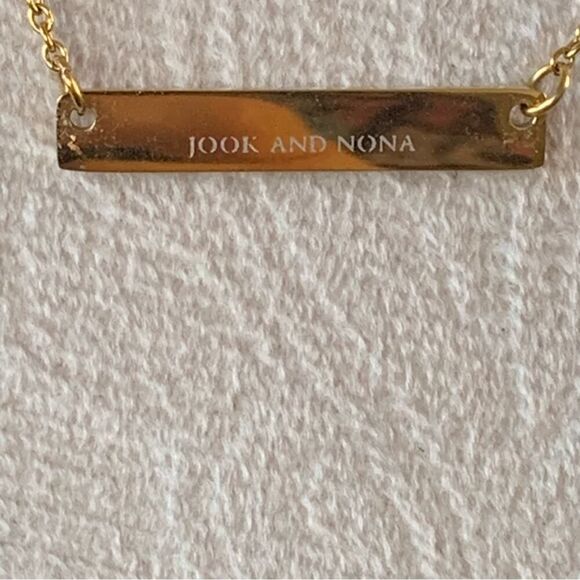 Jook Nona "Inspire"Gold Bar Necklace Dainty Inspirational 18K Gold-Plated 17.5"L - Picture 5 of 13